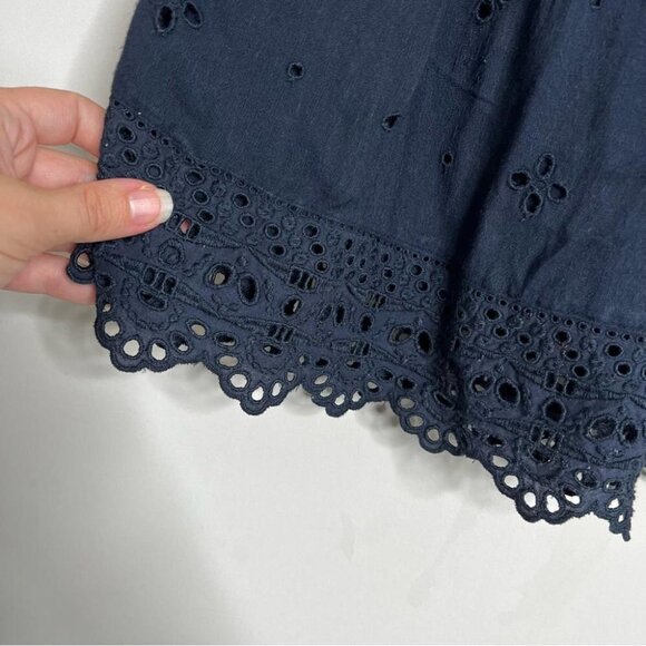 Abercrombie Womens Size XS Navy Blue Eyelet Lace Drawstring Skirt Pull On Mini - Picture 4 of 8